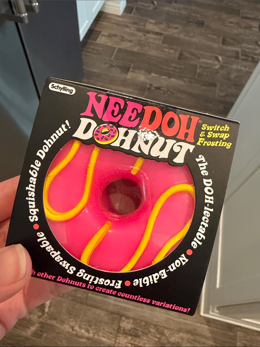 Needoh Pink Donut Squishable Toy with Yellow Frosting